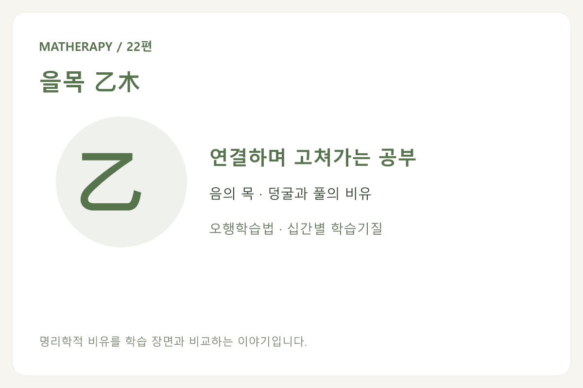 을목 乙木 — 연결하며 고쳐가는 공부 — 음의 목 · 덩굴과 풀의 비유
