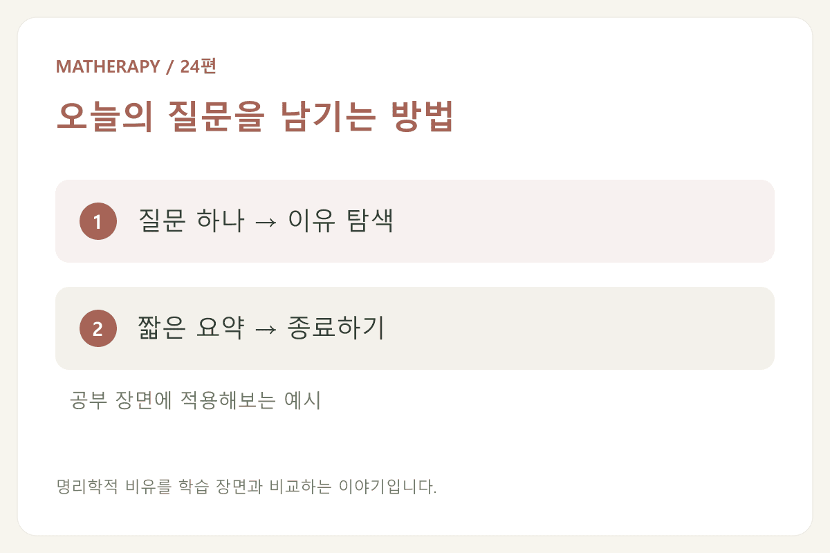 오늘의 질문을 남기는 방법 — 질문 하나 → 이유 탐색 — 짧은 요약 → 종료하기