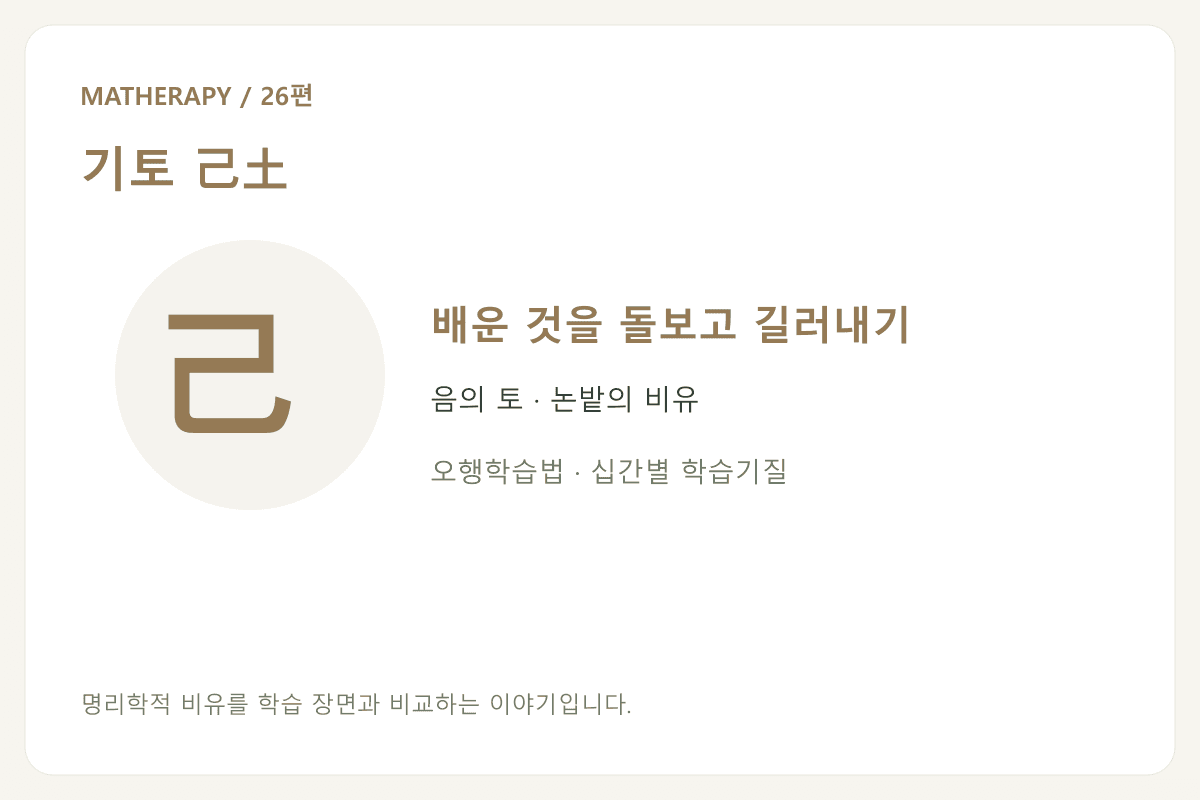 기토 己土 — 배운 것을 돌보고 길러내기 — 음의 토 · 논밭의 비유