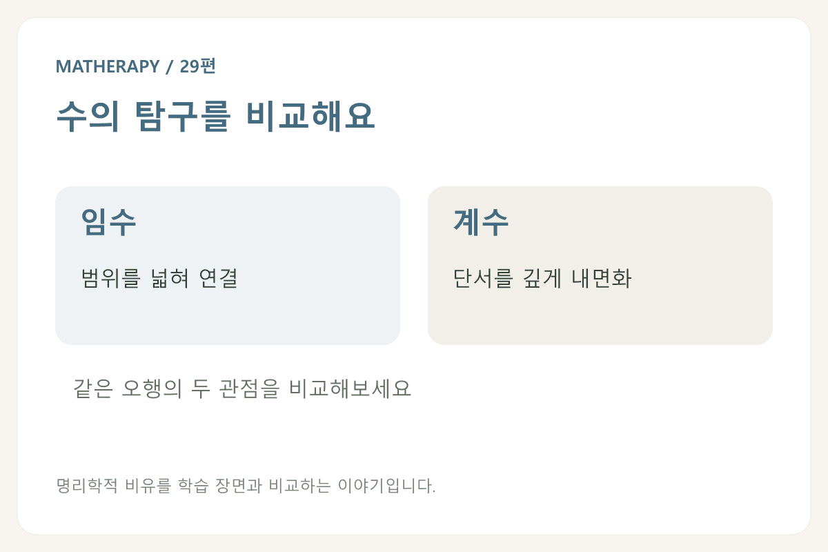 수의 탐구를 비교해요 — 임수 · 범위를 넓혀 연결 — 계수 · 단서를 깊게 내면화